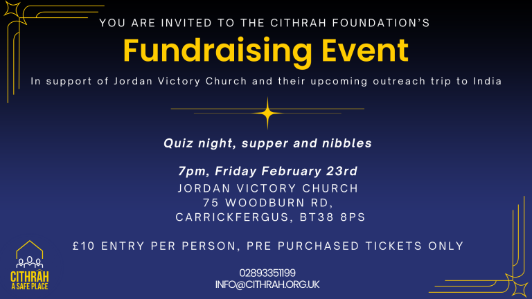 You are invited to The Cithrah Foundation’s Fundraising Event in support of Jordan Victory Church and their upcoming outreach trip to India!